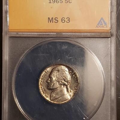 Graded nickle vintage grade ms 63 1965