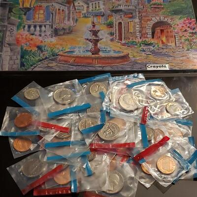 Lot of 1970,s uncirculated mint coins  1 pound unsearched all in mint packaging 50 c to 1 c aproxx 70 coins 