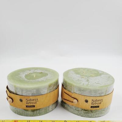 NATURES RETREAT ASHLAND 3 WICK WOODLAND SPICE PILLAR CANDLE BUNDLE OF 2