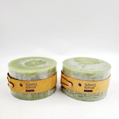 NATURES RETREAT ASHLAND 3 WICK WOODLAND SPICE PILLAR CANDLE BUNDLE OF 2