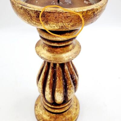 GOLD COLORED PILLAR CANDLE HOLDERS SET OF 4
