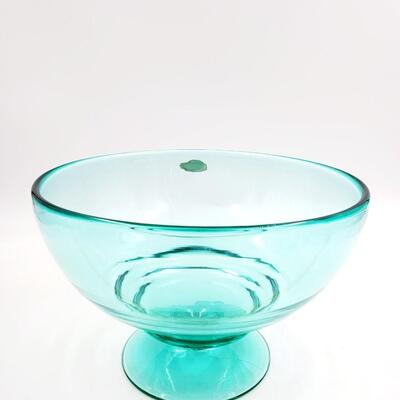 VINTAGE HAND BLOWN "BLENKO" HANDCRAFT FOOTED COMPOTE BOWL