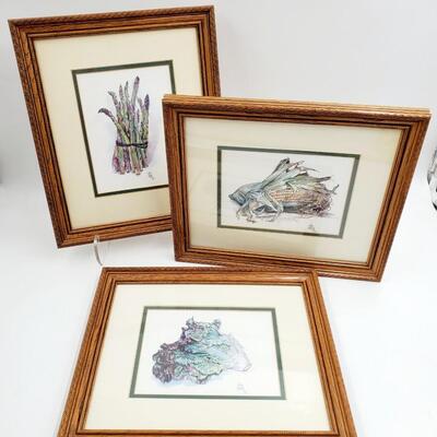 JULIA GRAINER SIGNED FRAMED VEGETABLE PRINTS 
