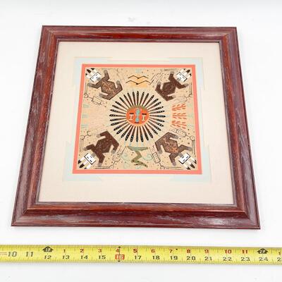 FRAMED NAVAJO INDIAN HANDMADE SAND ART - *SIGNED* â€œFRED Hâ€