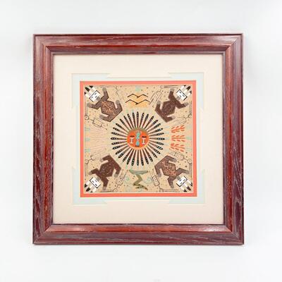 FRAMED NAVAJO INDIAN HANDMADE SAND ART - *SIGNED* â€œFRED Hâ€