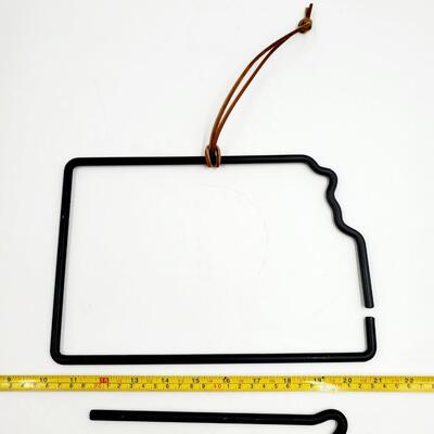 "KANSAS" SHAPED DINNER BELL WITH STRIKER AND LEATHER HANGING STRAP