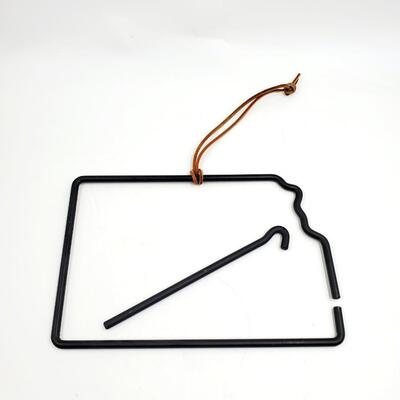 "KANSAS" SHAPED DINNER BELL WITH STRIKER AND LEATHER HANGING STRAP