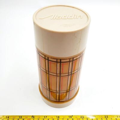 VINTAGE ALADDIN'S BEST BUY VACUUM BOTTLE  BROWN PLAID 