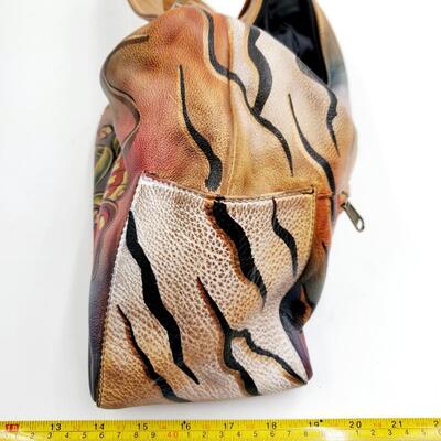ANUSCHKA HANDCRAFTED GENUINE LEATHER HAND PAINTED HOBO HANDBAG