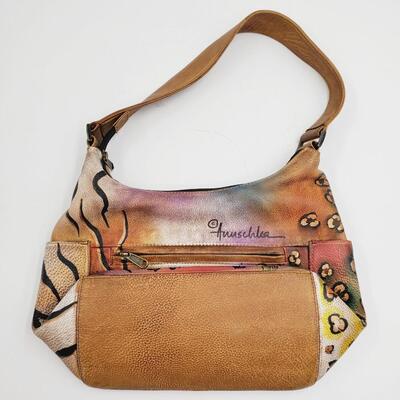 ANUSCHKA HANDCRAFTED GENUINE LEATHER HAND PAINTED HOBO HANDBAG