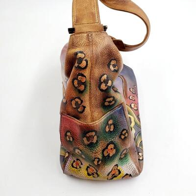 ANUSCHKA HANDCRAFTED GENUINE LEATHER HAND PAINTED HOBO HANDBAG