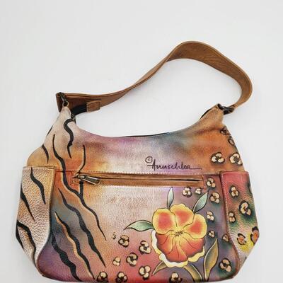 ANUSCHKA HANDCRAFTED GENUINE LEATHER HAND PAINTED HOBO HANDBAG