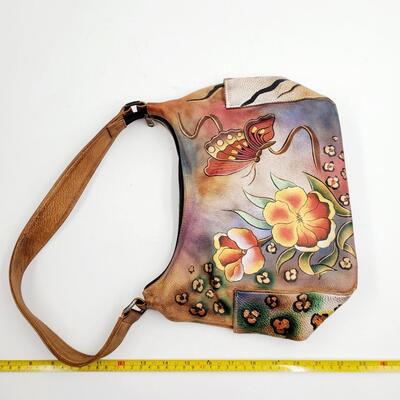 ANUSCHKA HANDCRAFTED GENUINE LEATHER HAND PAINTED HOBO HANDBAG