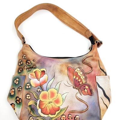 ANUSCHKA HANDCRAFTED GENUINE LEATHER HAND PAINTED HOBO HANDBAG
