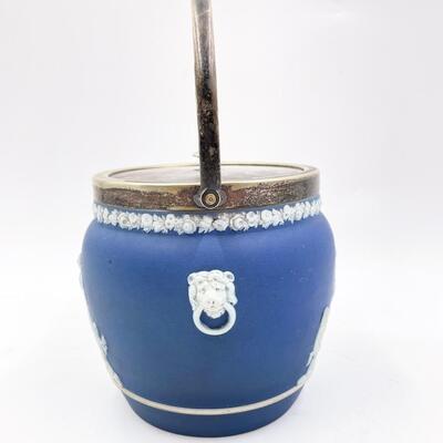 VINTAGE WEDGWOOD DARK BLUE BISCUIT BARREL