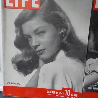 1940's Life Magazines Starlet's, Judy Garland and Lauren  Bacall.