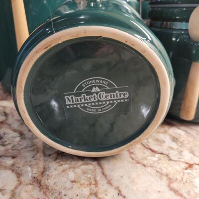 Lot 1: Green Stoneware Canister Set
