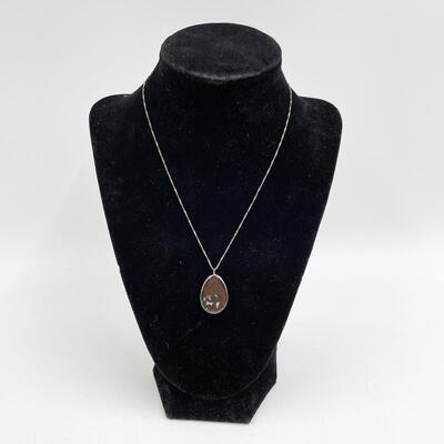 JOIA STERLING SILVER & JASPER STONE PENDANT NECKLACE 