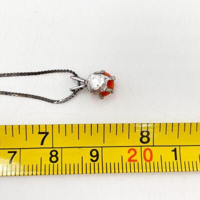 JOIA STERLING SILVER & CORAL PENDANT NECKLACE 