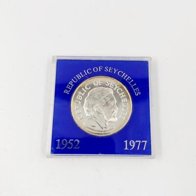 1977 SEYCHELLES SILVER PROOF COIN - QUEEN ELIZABETH SILVER JUBILEE 