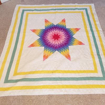 BEAUTIFUL HAND STICHED MULTI COLORED QUILT 