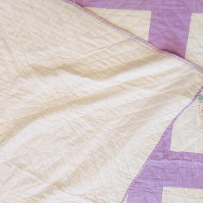 AMAZING ANTIQUE PURPLE HAND STITCHED QUILT 