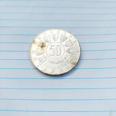 1963 AUSTRIAN SILVER 50 SHILLING COIN