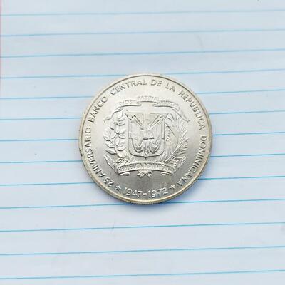 1947 - 1972 25th ANNIVERSARY DOM REPUBLIC PESO SILVER COIN 