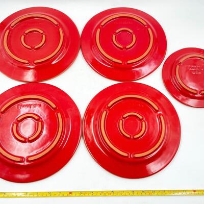 FRANKOMA POTTERY â€œRANCHâ€ RED BOWL AND PLATES