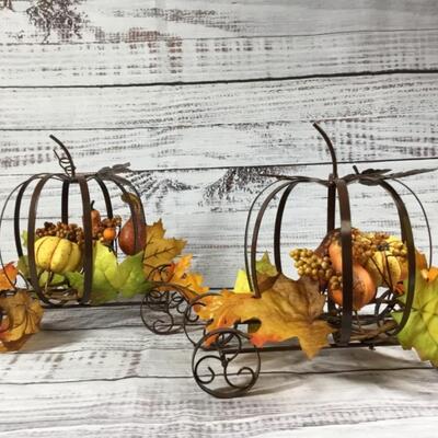 Thanksgiving wire pumpkins set of 2 Decorations 
