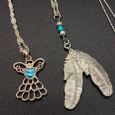 Set of 4 Silvertone Fashion Charm Pendant Necklaces
