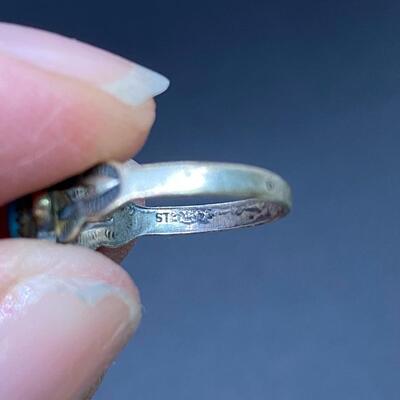Vintage Southwestern Turquoise Cabochon Sterling Silver Ring