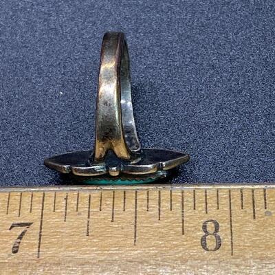 Vintage Sterling Silver Turquoise Cabochon Southwestern Ring Signed