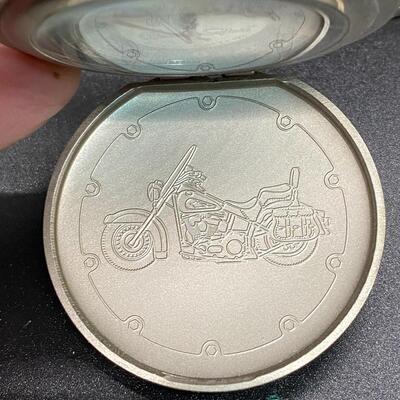Franklin Mint & Harley Davidson Heritage Softail Collector Pocket Watch with Eagle Display Stand
