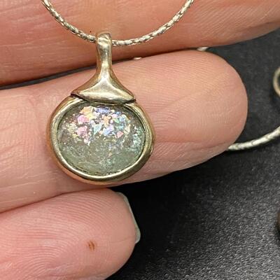 Sterling Silver Pendant Necklace with Matching Earrings Set