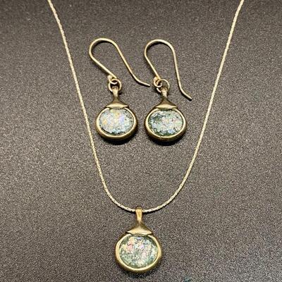 Sterling Silver Pendant Necklace with Matching Earrings Set