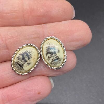 Vintage Sarah Coventry Sailing Ship Pendant Necklace with Matching Earrings