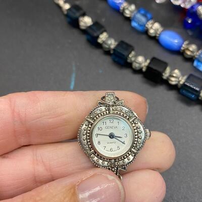 Women's Watch Face with 3 Beaded Wrist Straps