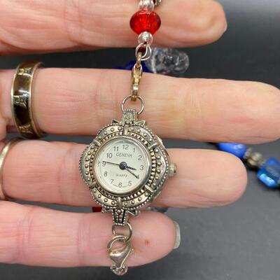 Women's Watch Face with 3 Beaded Wrist Straps