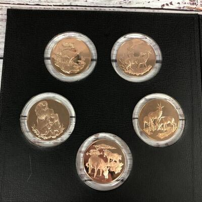 East African Wildlife Society Big Game Medals collection Patron's Edition Solid Bronze Proof Set