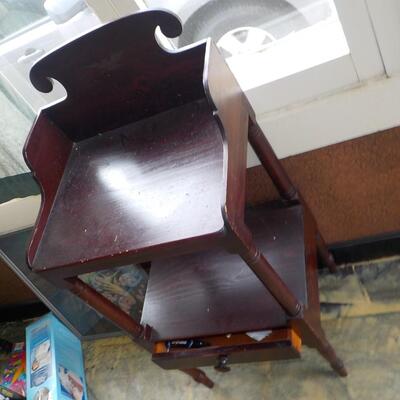 1900's red wood end table.