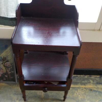 1900's red wood end table.