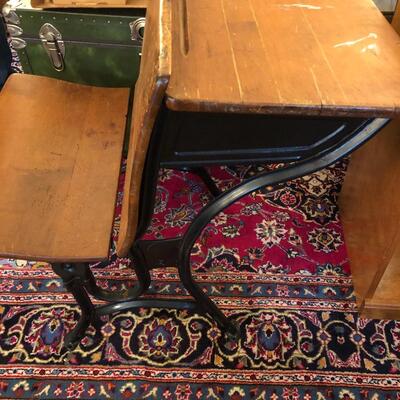 Antique 1800â€™s iron and wood school desk