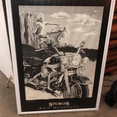 Vintage Sturgis framed print signed by Eric Hermann