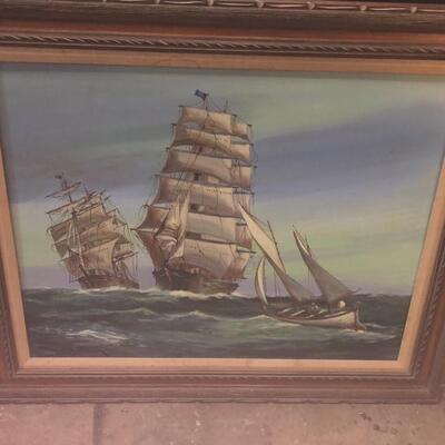 Vintage original Boat picture signed by artist 