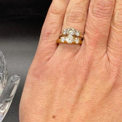 Identical CZ Cubic Zirconia Fashion Rings Goldtone
