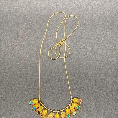 Goldtone Baby Shoe Birthstone Charm Necklace