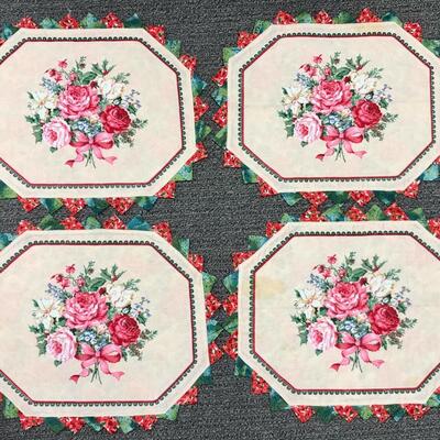 Set of 4 Rose Floral Placemats