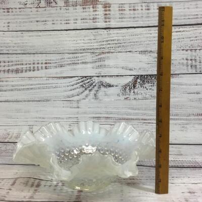 Vintage Fenton Hobnail OmbrÃ© White, Light Blue, and Clear Glass Bowl