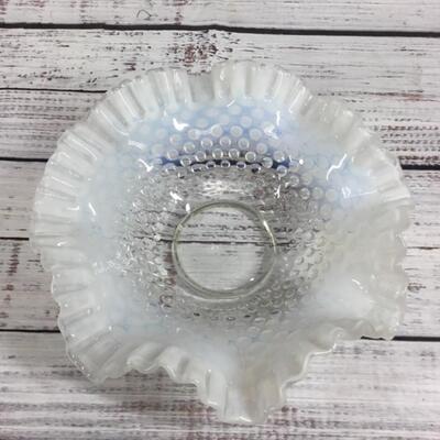 Vintage Fenton Hobnail OmbrÃ© White, Light Blue, and Clear Glass Bowl